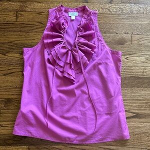 LOFT Women's Fuchsia Ruffle Front Blouse